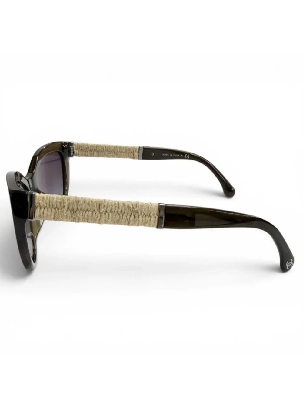 Chanel CC Logo Linen Rope Cat Eye Gradient Lens Sunglasses Khaki Eyewear